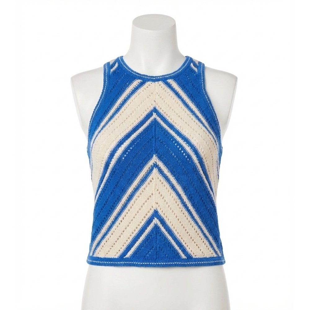 NEW FIFTEEN TWENTY alice crochet tank in blue